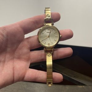 Gold Fossil Watch - Chain Clasp Closure